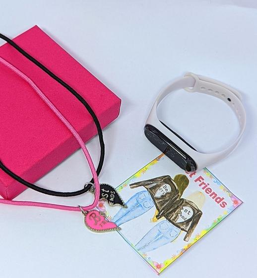 Imagem de Kit Relógio Infantil Digital Led Silione Menina Menino + Colar Duplo Amizade Best Friends Pingente Desenho Animado Moda