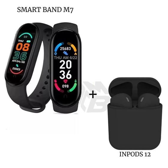 Imagem de Kit Relógio Inteligente Digital smart band Inteligente M7 + Fone inPods 12 Bluetooth