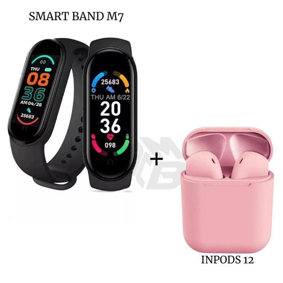 Imagem de Kit Relógio Inteligente Digital smart band Inteligente M7 + Fone inPods 12 Bluetooth
