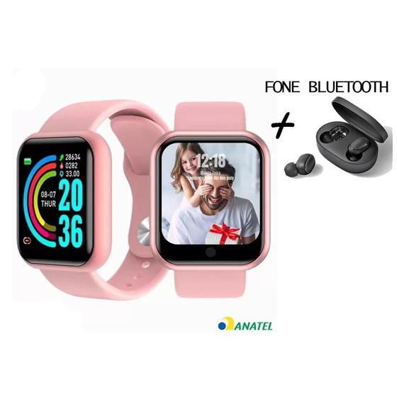 Imagem de Kit Relogio Inteligente Smart Watch Y68 D20 Pro+ Fone Sem Fio Bluetooth V5.0