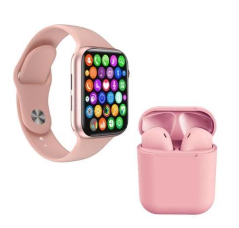 Imagem de Kit  Relogio Inteligente SmartWatch W34 S  Troca Pulseira mais 1 Fone Bt inPods i12 mais case de silicone