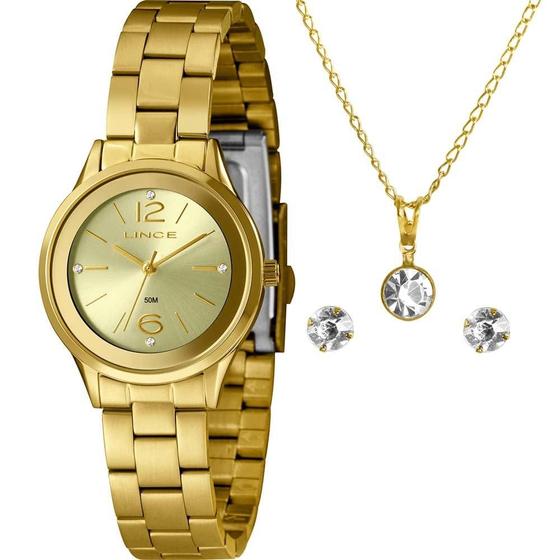 Imagem de Kit Relógio Lince Feminino com Colar e Brincos LRGH166L30K00UC2KX