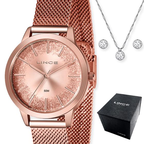 Imagem de Kit relógio lince feminino rose gold lrr4678l r1rx