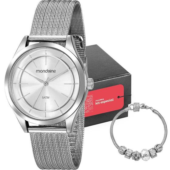 Imagem de Kit Relógio Mondaine Feminino com Pulseira 99463L0MVNE2K2