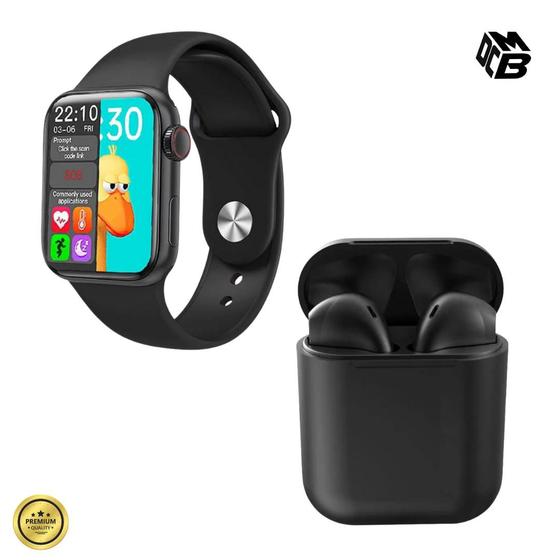 Imagem de Kit Relógio Smartwatch Inteligente Hw12 Android iOS Bluetooth Fit + Fone inPods 12 Bluetooth