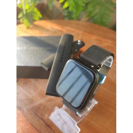 Imagem de Kit Relógio Smartwatch Preto + 2 Pulseiras + Fone Bluetooth