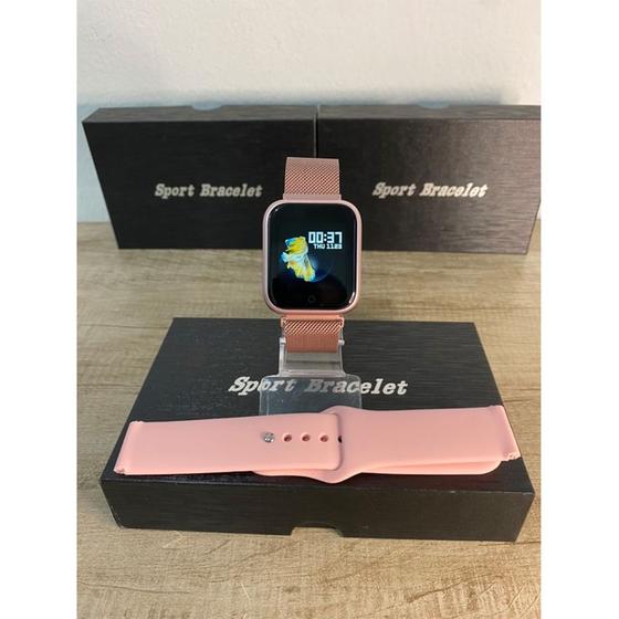 Imagem de Kit Relógio Smartwatch Rose + 2 Pulseiras + Fone Bluetooth