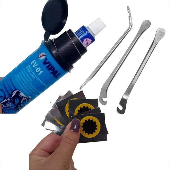 Imagem de Kit Remendo Reparo Câmara De Ar Bicicleta Vipal + Espátulas