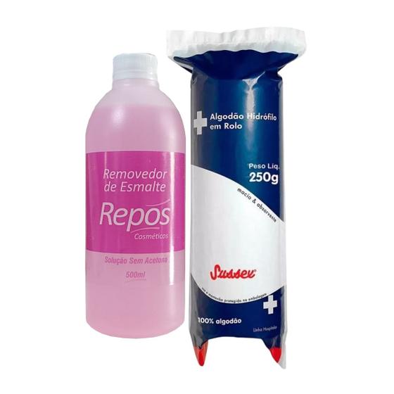 Imagem de Kit Removedor de Esmaltes Sem Acetona e Algodão Hidrófilo