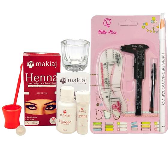 Imagem de Kit Renna Sobrancelha Makiaj Designer Paquimetro Pincel Lapis Dermatografico Profissional