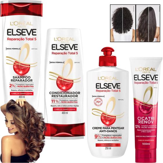 Imagem de Kit Reparação Total 5 Elseve Leave-In 100Ml Cicatri Renov