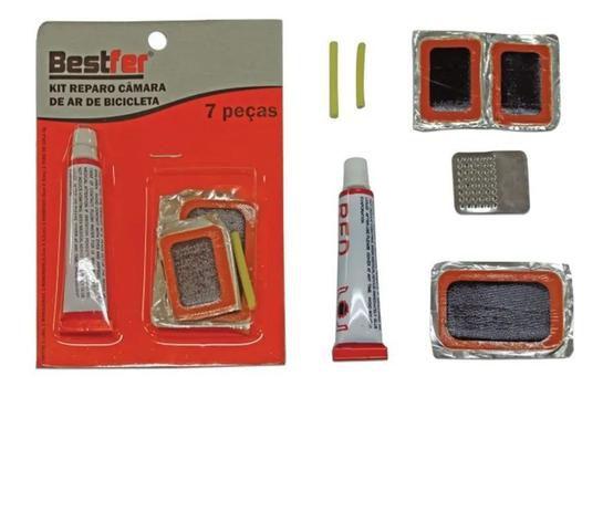 Imagem de Kit Reparo Camara Pneu Bike Bicicleta 7 Pç Remendo Cola
