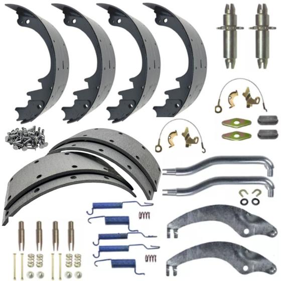 Imagem de Kit reparo com sapata patim lona fibra tambor freio traseiro f4000 - d40 - gmc 6100 6150  volare a5 a6  vw 5140 5150