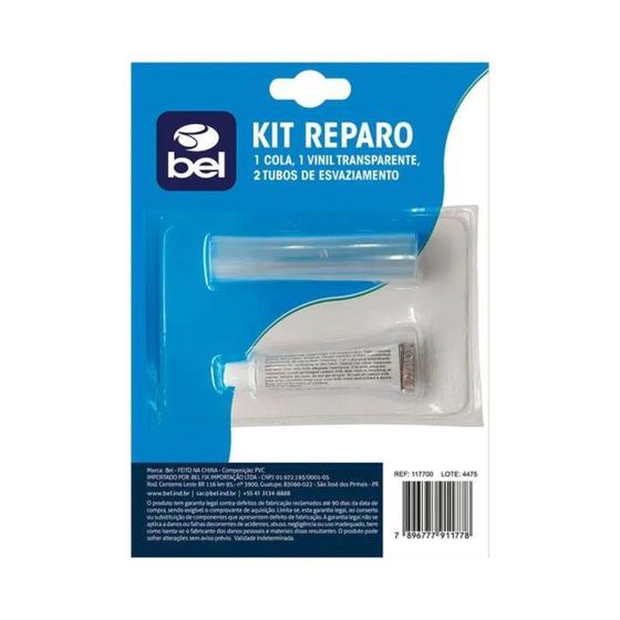 Imagem de Kit Reparo Piscinas Colchões Infláveis Vinil Transparente Cola Tubos Belfix