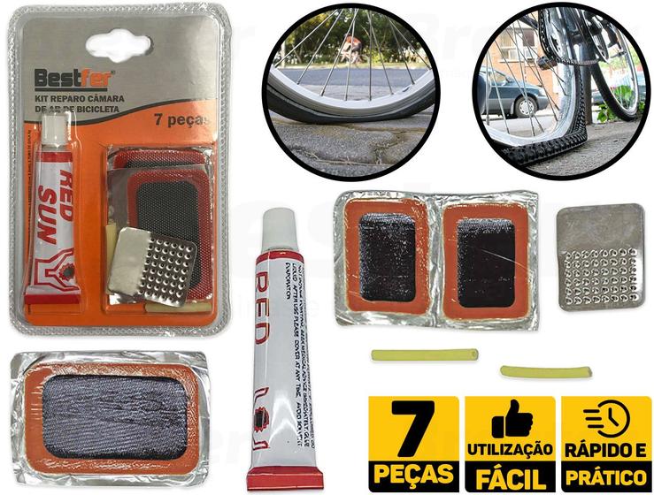 Imagem de Kit Reparo Remendo Bike Pneu Câmara De Ar 7 Peças Bestfer BFH0974