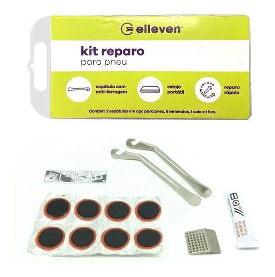 Imagem de Kit Reparo Remendo Pneu Bike e 2 Espátulas Aço Elleven