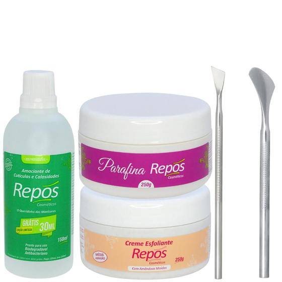 Imagem de Kit Repos Amaciante 120ml + Esfoliante 250ml + Parafina 250ml +  222 + 482