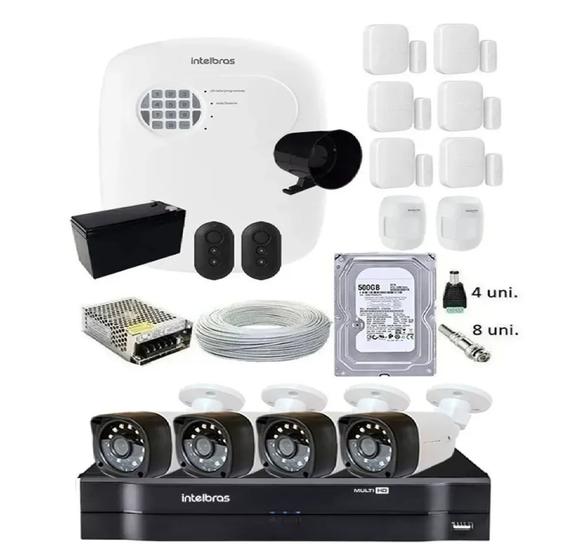 Kit Residencial 4 Câmeras Hd 3,6mm + Alarme Sem Fio Completo Intelbras Alarme Residencial
