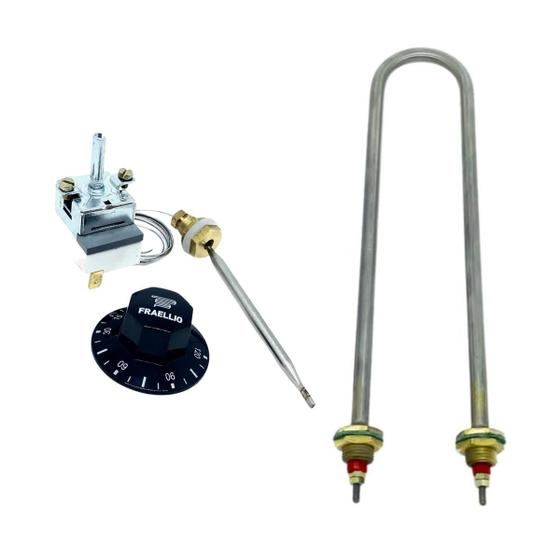 Imagem de Kit Resistência Marmiteiro Banho Maria 1000w 220v Com Controlador de Temperatura Até 120 Graus