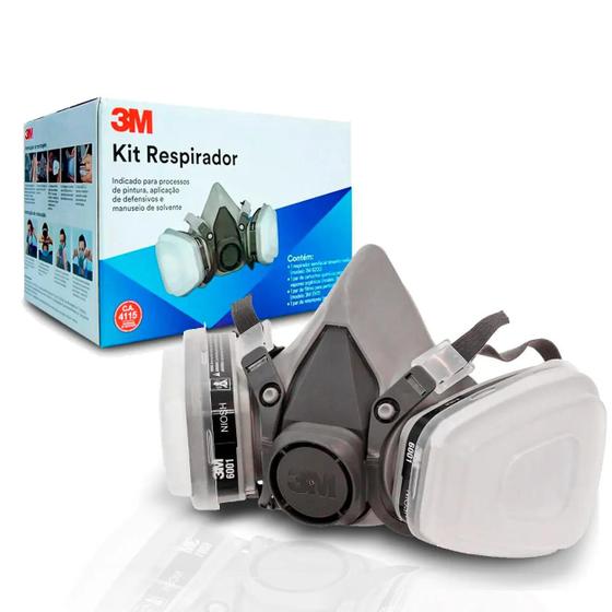 Imagem de Kit Respirador 3M 6200 Semi Facial Pintura - HB004586481