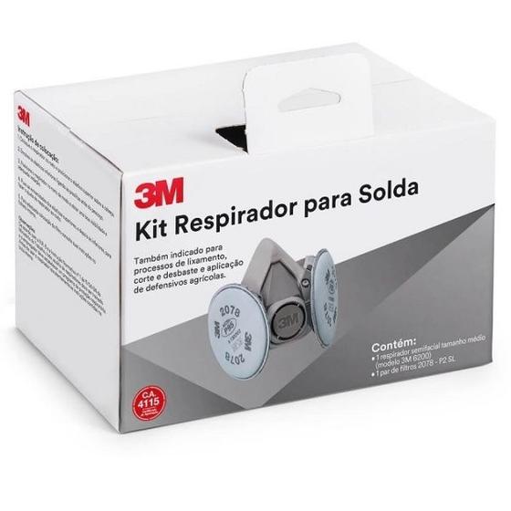 Imagem de Kit Respirador Mascara 6200 para Solda 3M