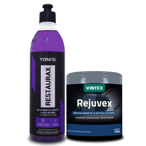 Kit restaurador de plasticos restaurax e rejuvex vonixx Menor preço em Kit restaurador de plasticos restaurax e rejuvex vonixx