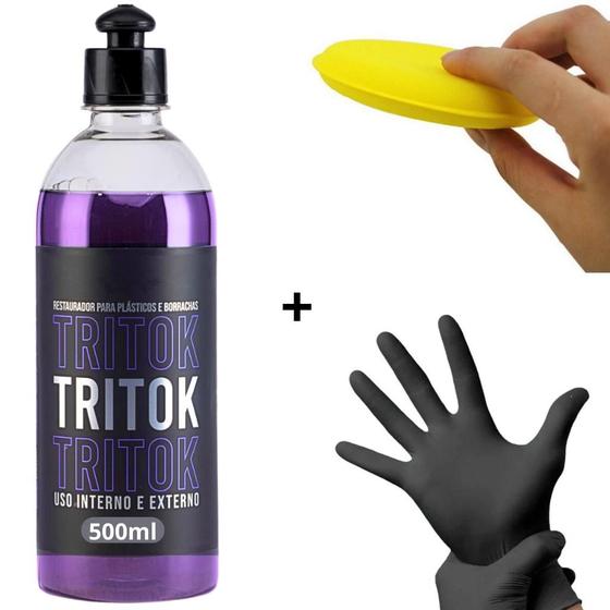 Imagem de Kit Restaurador e Revitalizador Para Plasticos e Borrachas Tritok 500ml Batom Black