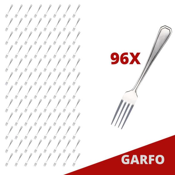 Imagem de Kit Restaurante Garfo De Reforçada Inox 96 Pçs Bar / Casa