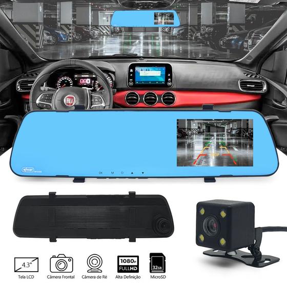 Imagem de Kit Retrovisor c/ Tela + Câmera Frontal e Ré Traseira Peugeot 307 Linhas Grade Dianteria