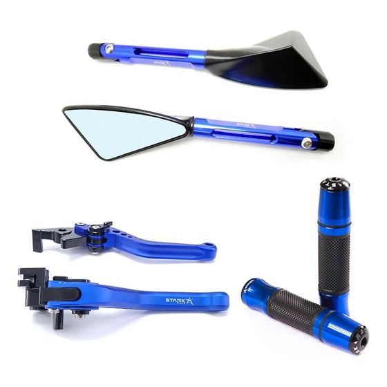 Imagem de Kit Retrovisor Manopla Manete Yamaha R1 R6 Xj6 Mt07 Mt09 Fz6