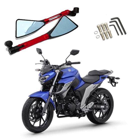 Imagem de Kit Retrovisor Stallion Esportivo Vermelho para Moto Yamaha Fazer 250 2012 2013 2014 2015 2016 2017 até 2020