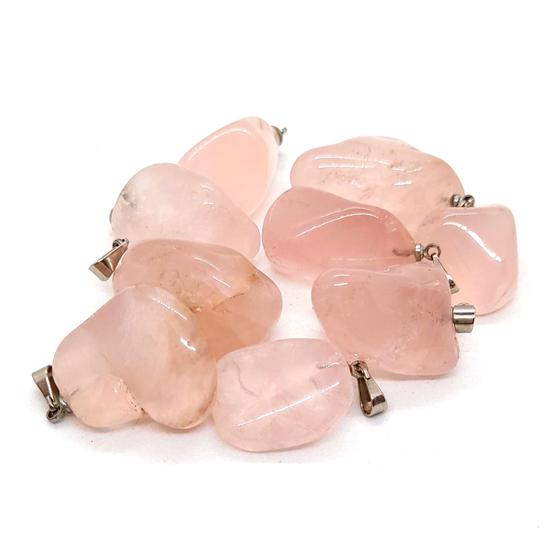 Imagem de Kit Revenda 10 Pingentes de Quartzo Rosa Pedra Natural 2cm