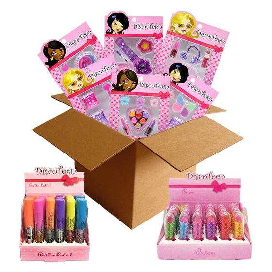 Kit Revenda Maquiagem Infantil Gloss Batom Discoteen - 54 Itens Menor preço em Kit Revenda Maquiagem Infantil Gloss Batom Discoteen - 54 Itens
