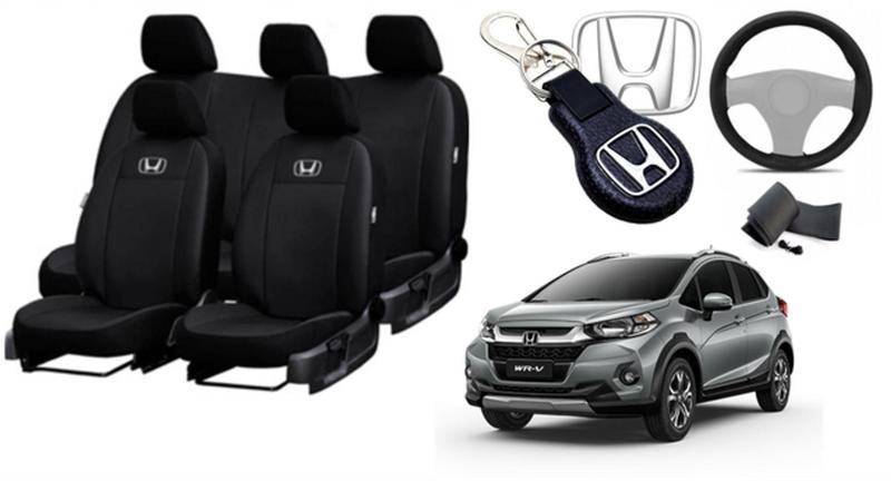 Imagem de Kit Revestimento Top de Linha Couro WR-V 2015-2024 + Volante + Chaveiro