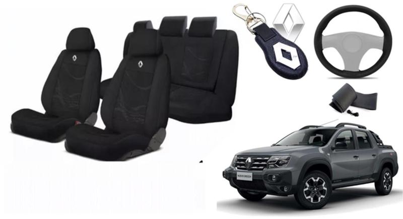 Imagem de Kit Revestimento Top de Linha Tecido Oroch 2010-2017 + Volante + Chaveiro