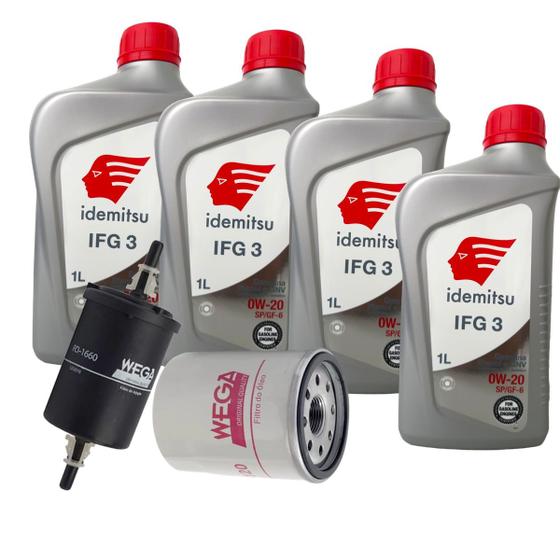 Imagem de Kit Revisão 4 Litros Óleo Idemitsu 0W20 + Filtro Óleo e Combustível Honda Civic Todos 2013 até 2022 e Honda Fit 2014 até 2021