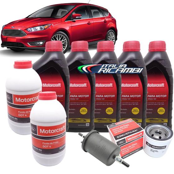 Imagem de Kit revisão Ford 30.000 Km - Óleo Motorcraft 5W30, filtros e Dot4 - Ford Novo Focus 2.0 16V após 2013