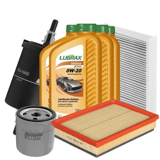 Imagem de Kit Revisão Óleo 0W20 Lubrax + Filtros Wega Onix 1.4 Flex 2012 a 2021