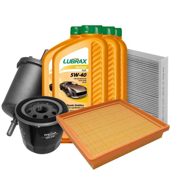 Imagem de Kit Revisão Óleo 5w40 Lubrax + Filtros Wega Virtus 1.6 16V Flex 2017 a 2022