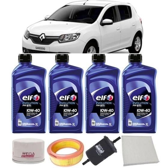 Imagem de Kit Revisão Óleo Elf 10w40 Renault Sandero 1.6 8V Hi Flex + Filtros Anos 2014 2015 2016 2017 2018 2019 2020 2021