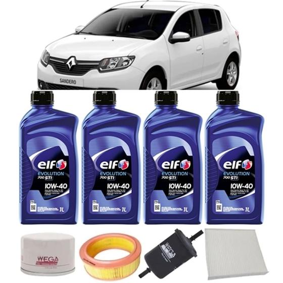 Kit Revisão Óleo Elf 10w40 Renault Sandero 1.6 8V Hi Flex + Filtros ...