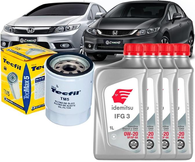 Imagem de Kit Revisão Troca De Óleo 0w20 e Filtro Honda Civic 1.8 e 2.0 2012 2013 2014 2015 2016