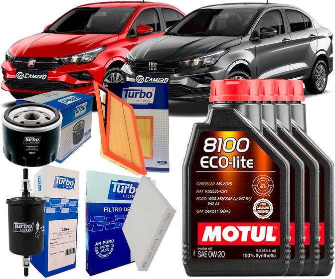 Imagem de Kit Revisão Troca de Óleo 0w20 e Filtros Fiat Cronos 1.3 8v 2017 2018 2019 2020 2021 2022 2023 2024 2025