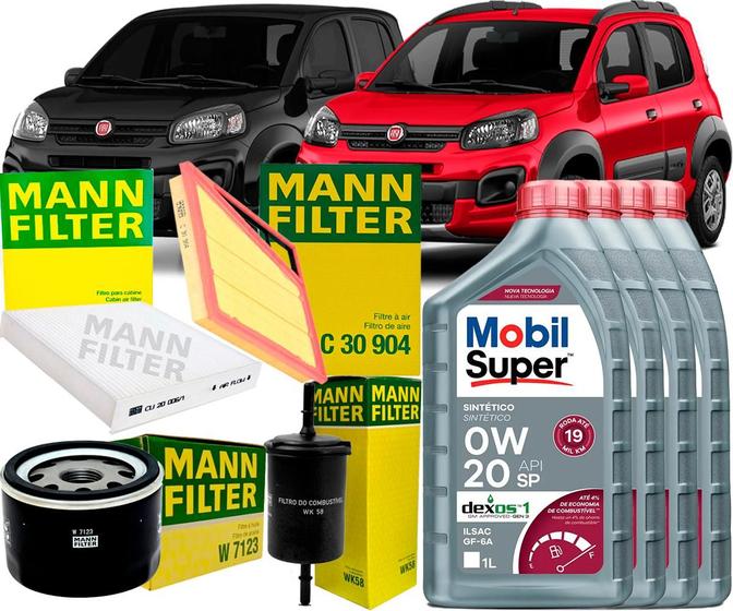 Imagem de Kit Revisão Troca de Óleo 0w20 e Filtros Fiat Uno 1.3 8v 2016 2017 2018 2019 2020 2021