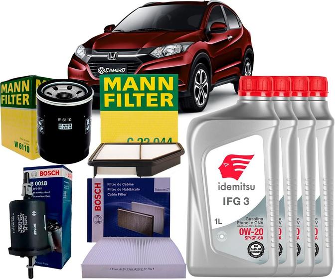 Imagem de Kit Revisão Troca De Óleo 0w20 e Filtros Honda Hrv 1.8 16v 2015 2016 2017 2018 2020 2021