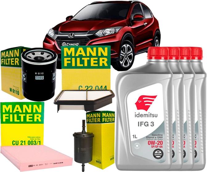 Imagem de Kit Revisão Troca De Óleo 0w20 e Filtros Honda Hrv 1.8 16v 2015 2016 2017 2018 2020 2021