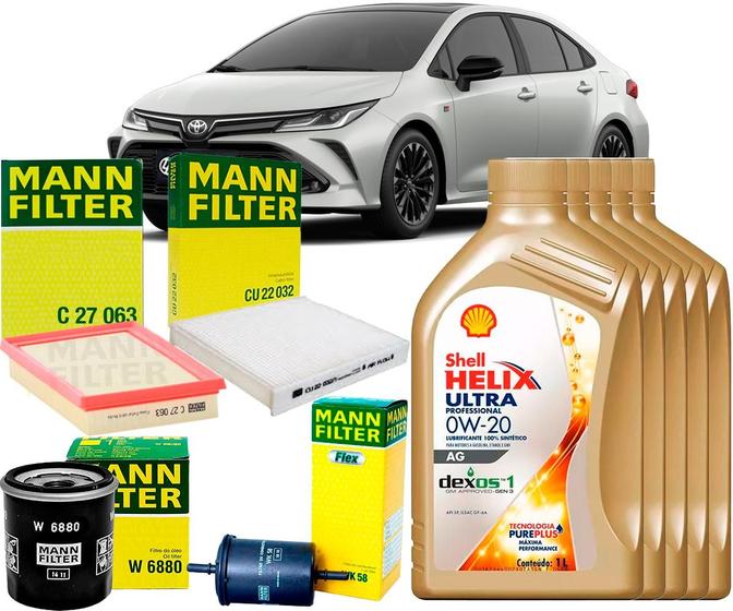 Imagem de Kit Revisão Troca De Óleo 0w20 e Filtros Toyota Corolla 2.0 16V 2020 2021 2022 2023 2024 2025