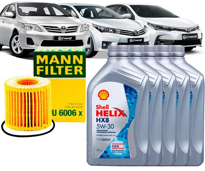 Imagem de Kit Revisão Troca De Óleo 5w30 e Filtro Toyota Corolla 1.8 e 2.0 2010 2011 2012 2013 2014 2015 2016 2017 2018 2019