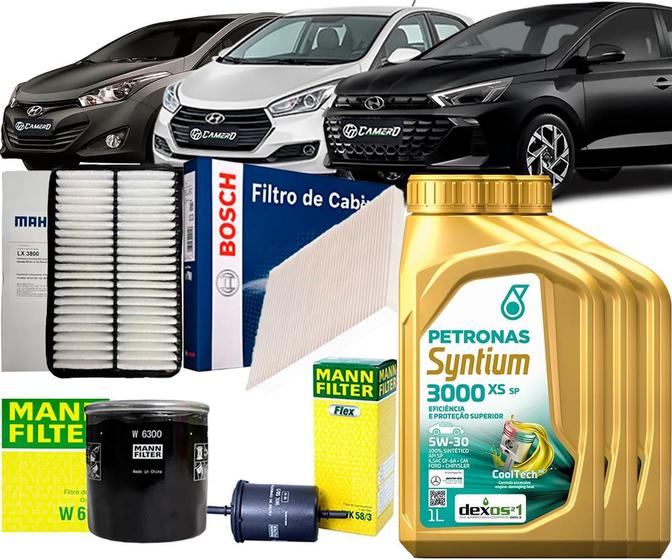 Imagem de Kit Revisão Troca De Óleo 5w30 e Filtros Hyundai Hb20 Hb20S 1.0 12v 2012 2013 2014 2015 2016 2017 2018 2019 2020 2021 2022 2023 2024 2025