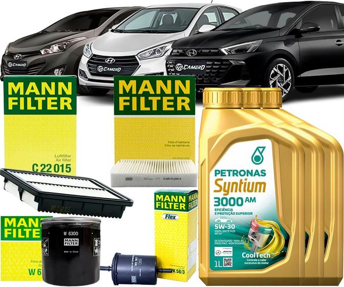 Imagem de Kit Revisão Troca De Óleo 5w30 e Filtros Hyundai Hb20 Hb20S 1.0 12v 2012 2013 2014 2015 2016 2017 2018 2019 2020 2021 2022 2023 2024 2025